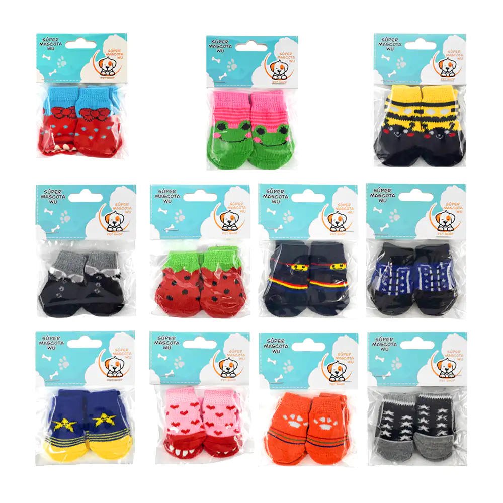 Paquete con 4 mini calcetines para mascota en talla s, variedad de mo…