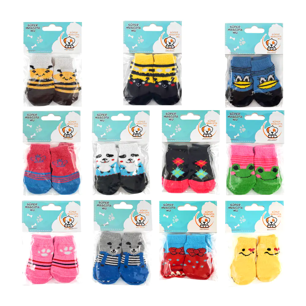 Paquete con 4 mini calcetines para mascota en talla m, variedad de mo…