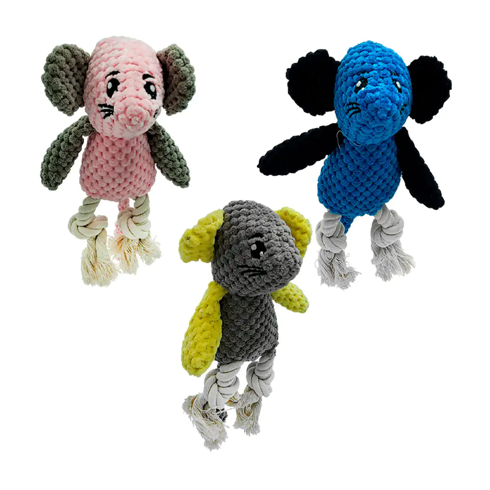 Peluche con chifle en forma de ratón, textura suave y patas de cuerda…