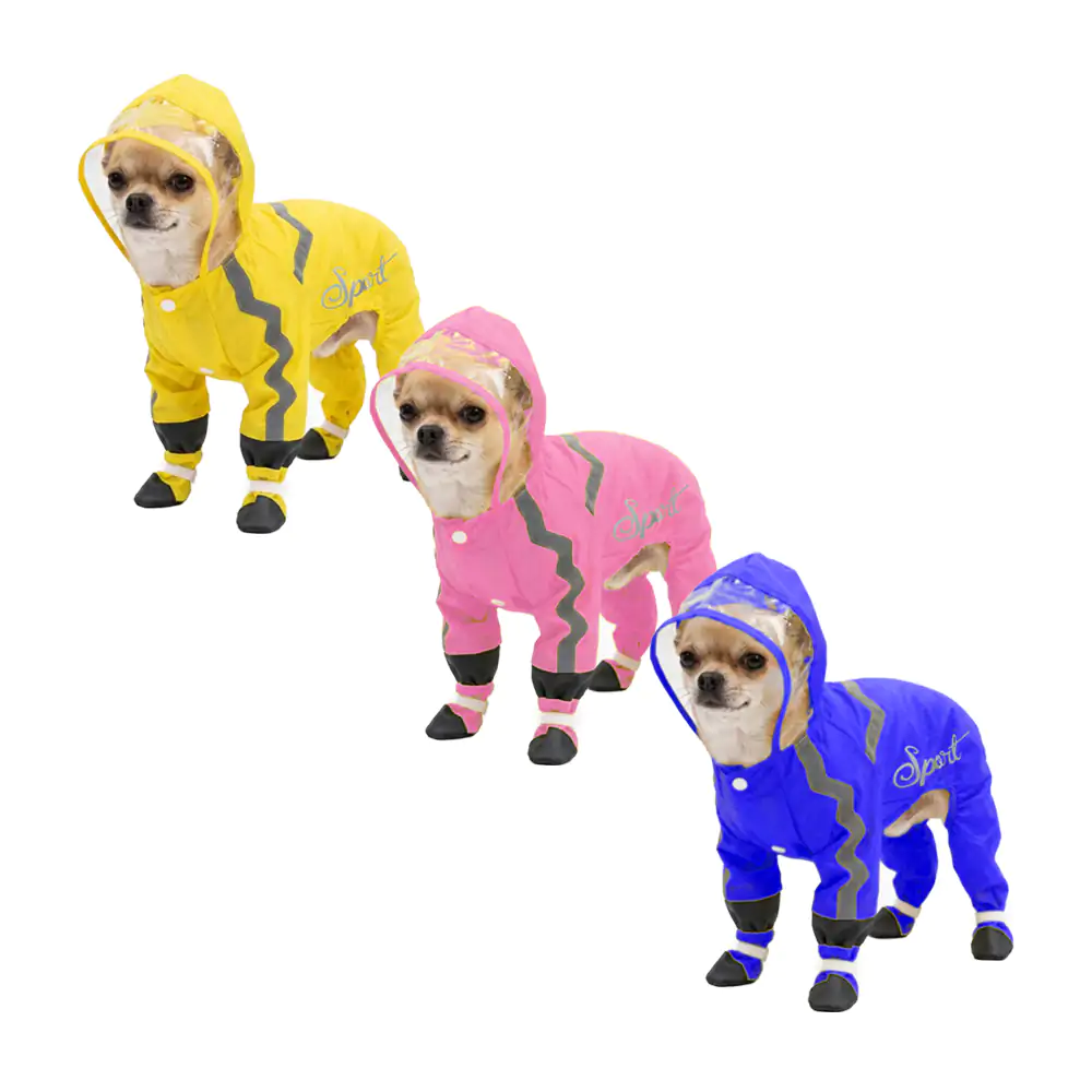 Chamarra impermeable para mascota con visera y detalles reflectantes,…