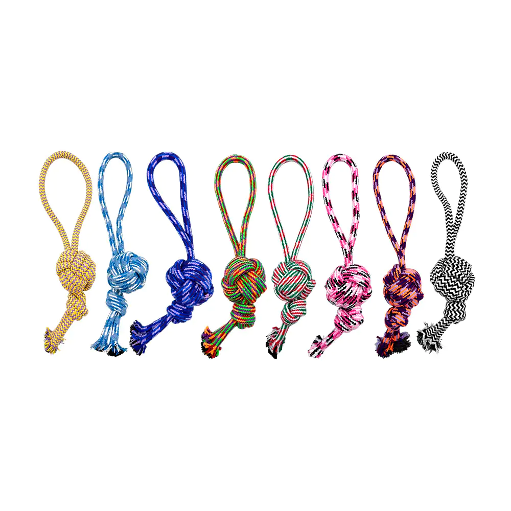 Mordedera para mascota de cuerda resistente bicolor en forma de pelot…