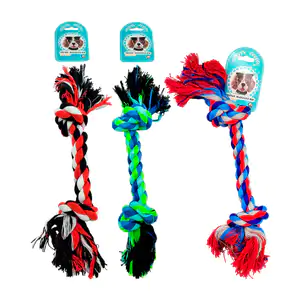 Juguete - mordedera de cuerda trenzada bicolor para mascota con 2 nud…