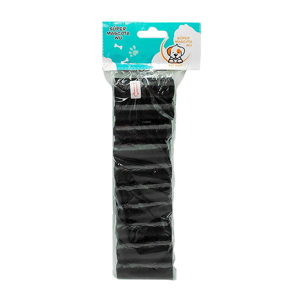 Blíster con 10 rollos de bolsa en color negro para heces de mascotas …
