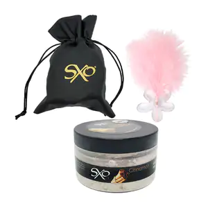 Talco comestible con glitter sabor y aroma a canela + mini pluma con …