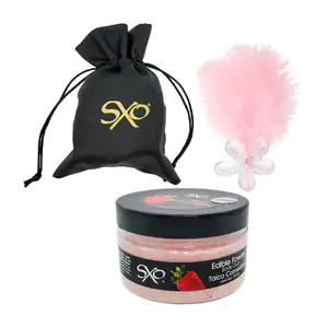 Talco comestible con glitter sabor y aroma a fresa + mini pluma con f…