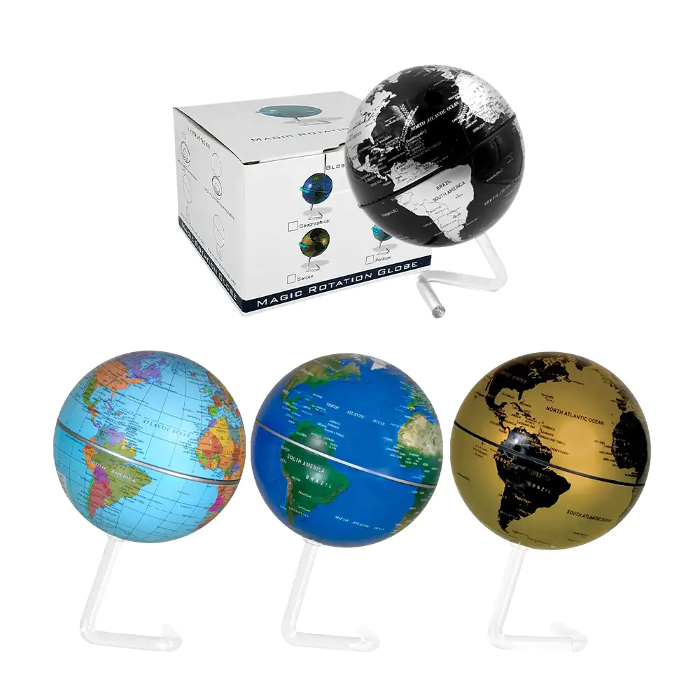 Adorno, globo terráqueo giratorio chico con base para escritorio, var…