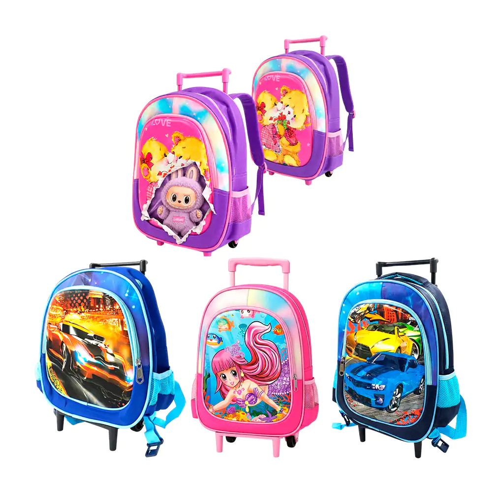 Mochila infantil con 2 compartimentos, diseño sorpresa + carrito ajus…