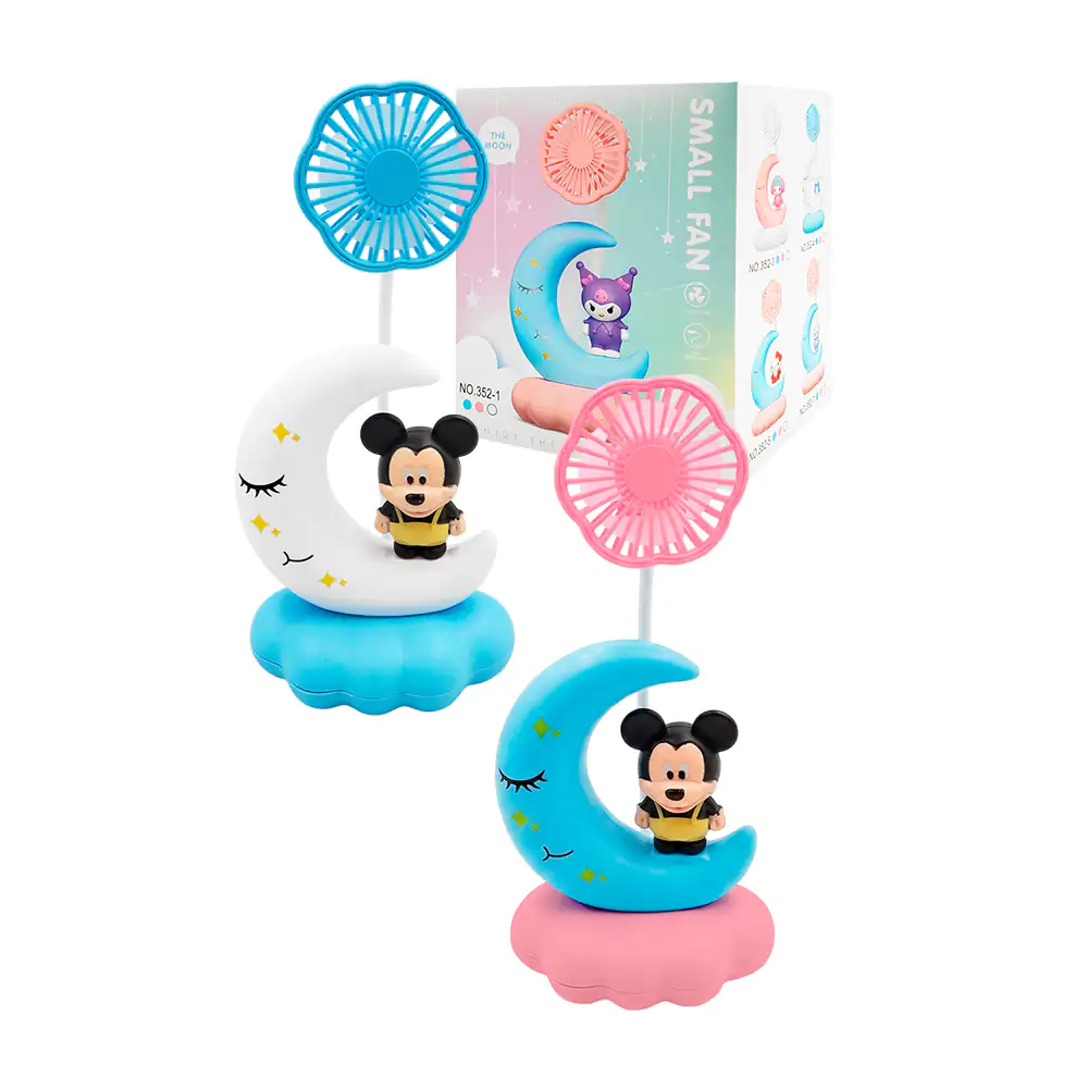 Mini ventilador con base en forma de luna + mini figura de personaje,…