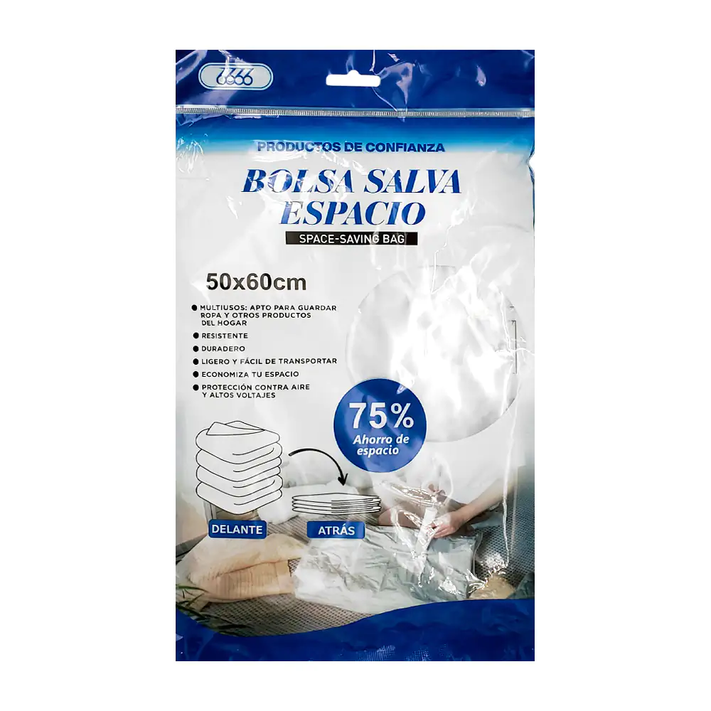 Bolsa de plástico con válvula de vacío para reducir espacio, 50x60cm