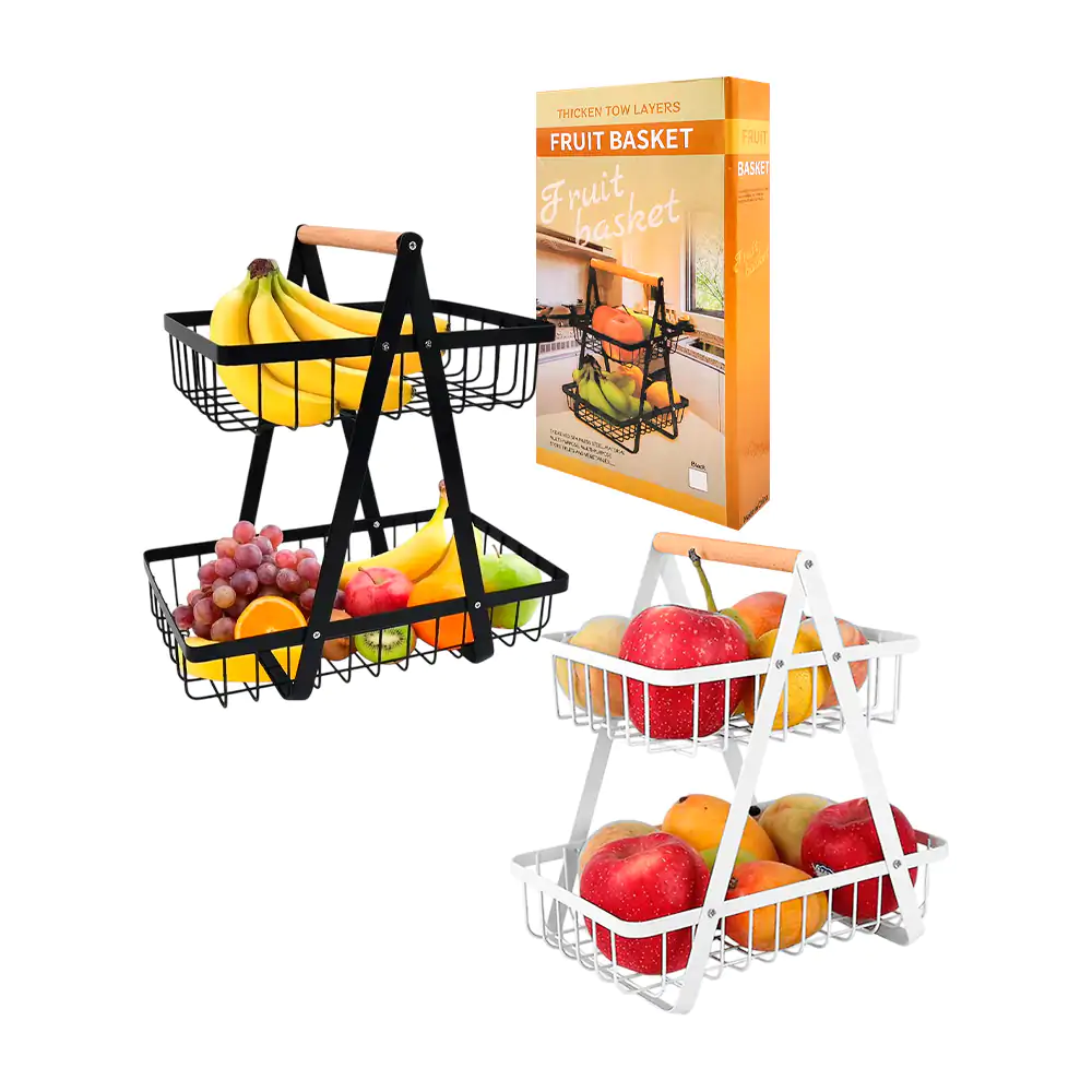 Organizador metálico de cocina para fruta de 2 niveles, agarradera de…