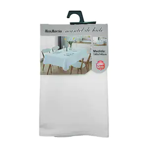 Mantel maxmacia de tela en color blanco liso, 140x140cm / 14243