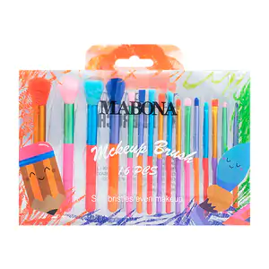Set de 16 brochas bicolor mabona con cerdas suaves para rostro y ojos…
