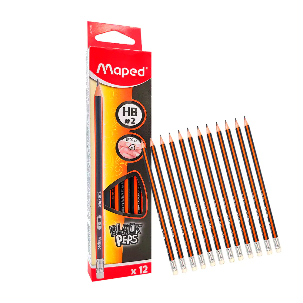 Paquete con 12 lápices triangulares de grafito mina 2hb black peps co…