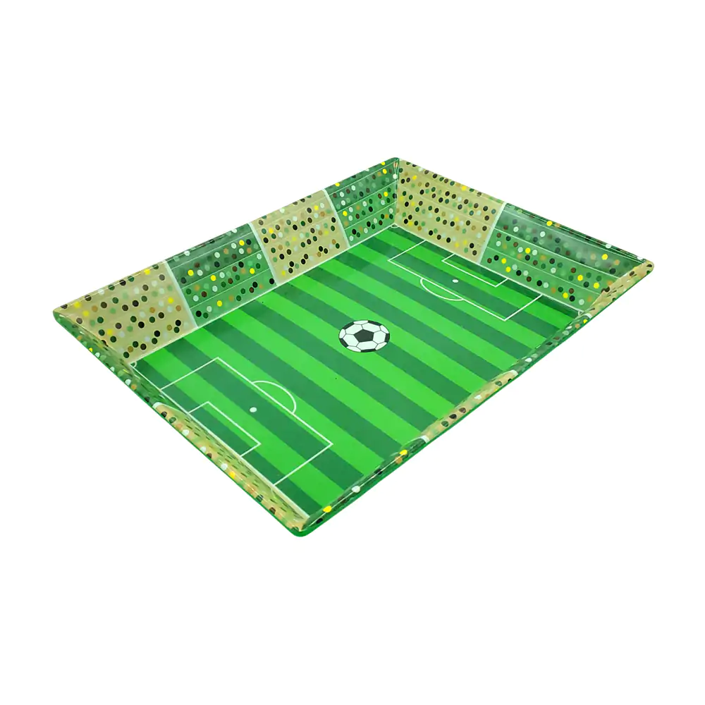 Charola rectangular con temática de cancha de fútbol, 31.7x24cm / 176…