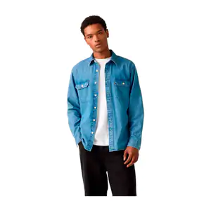Camisa levis original de franela, manga larga con diseño tipo mezclil…