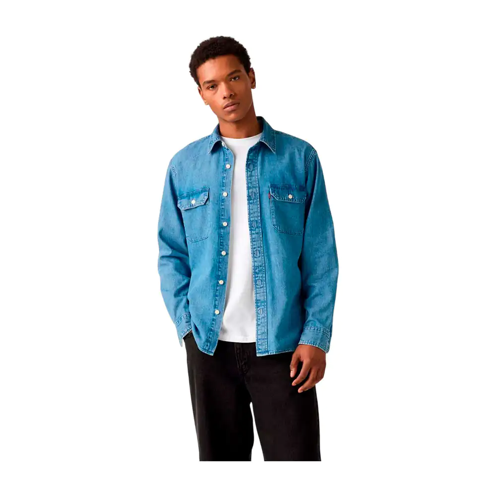 Camisa levis original de franela, manga larga con diseño tipo mezclil…