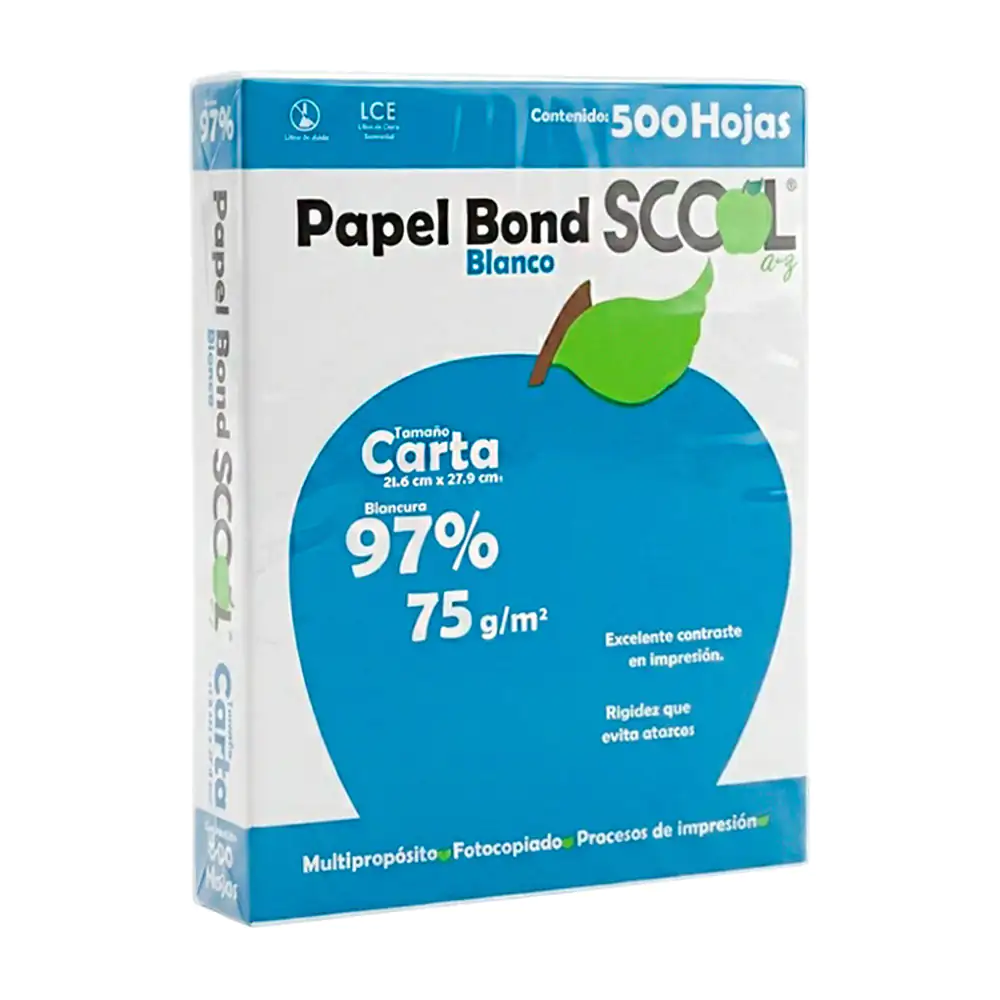 Paquete scool a-z con 500 hojas de papel bond tamaño carta / 19918