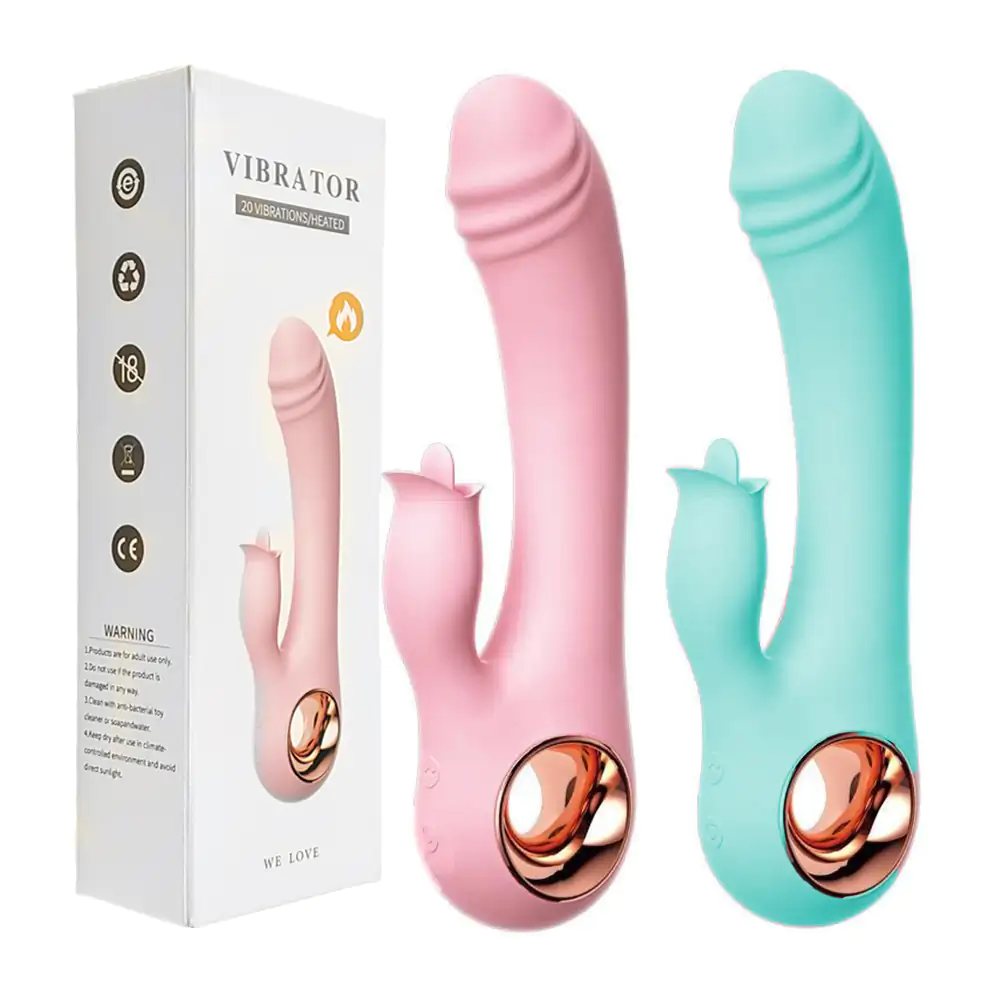 Dildo consolador con lengua estimulante para chicas, térmico con 20 v…
