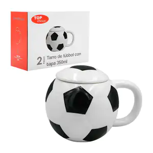 Tarro de cerámica con diseño de balón de fútbol + tapa, 350ml / 2412-…