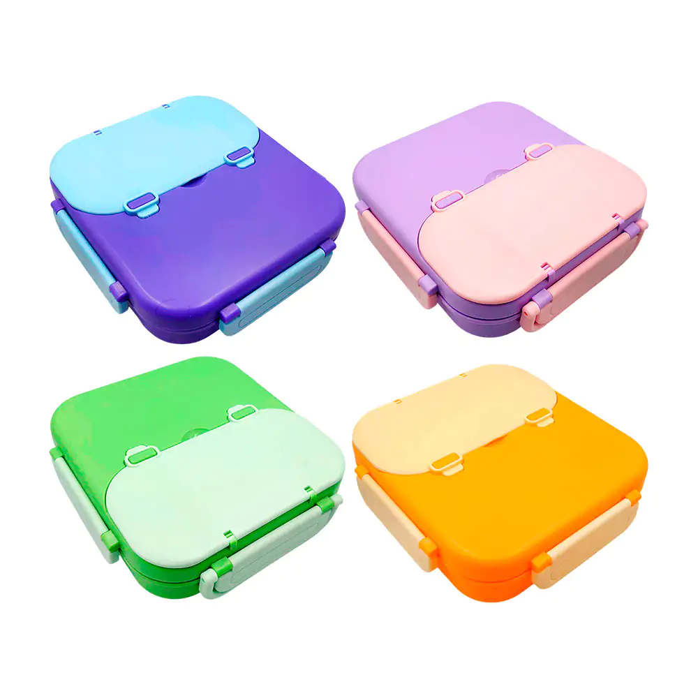 Tupper cuadrado con 3 divisiones, compartimento para cubiertos + mini…