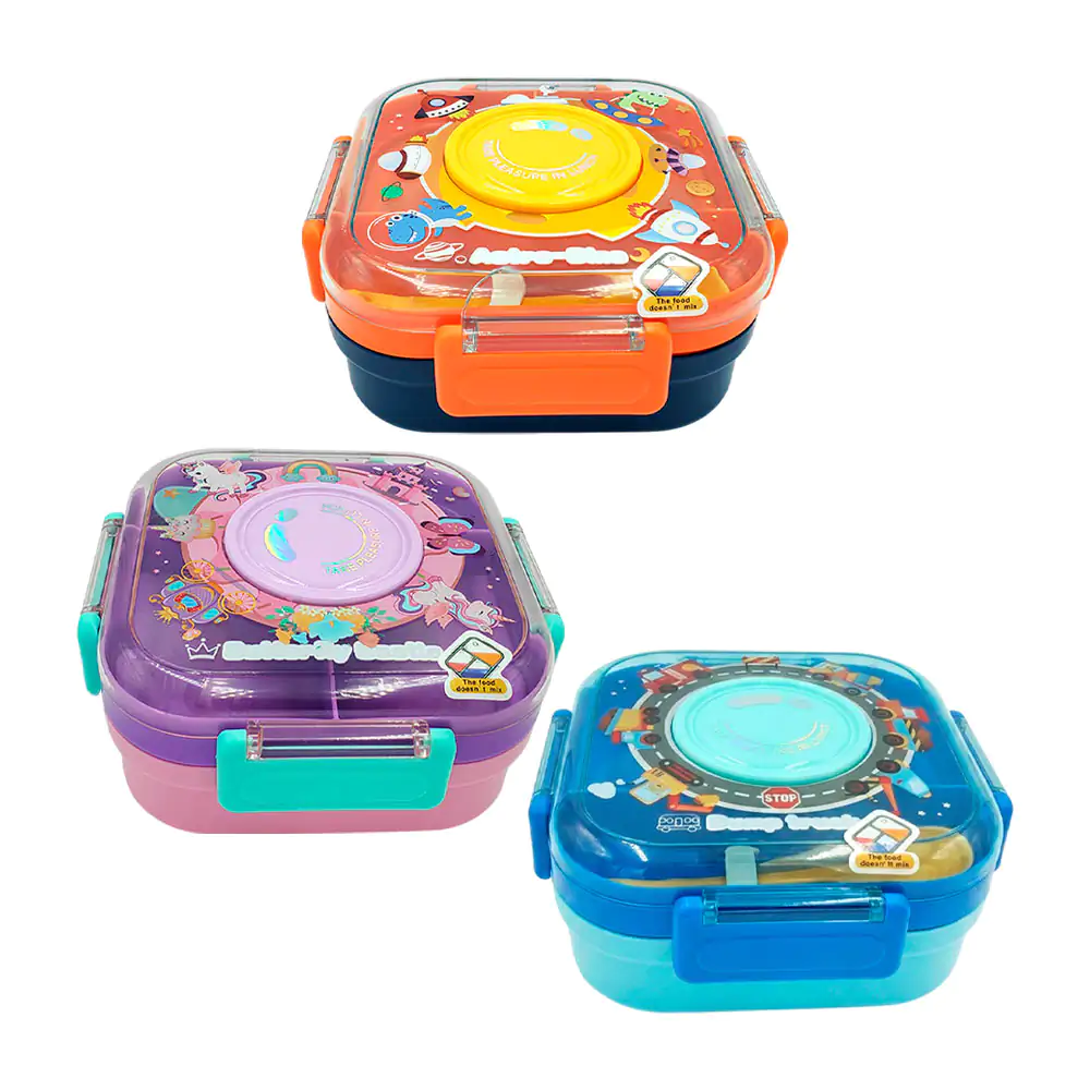 Tupper cuadrado de 2 niveles con 7 divisiones + mini recipiente y cub…