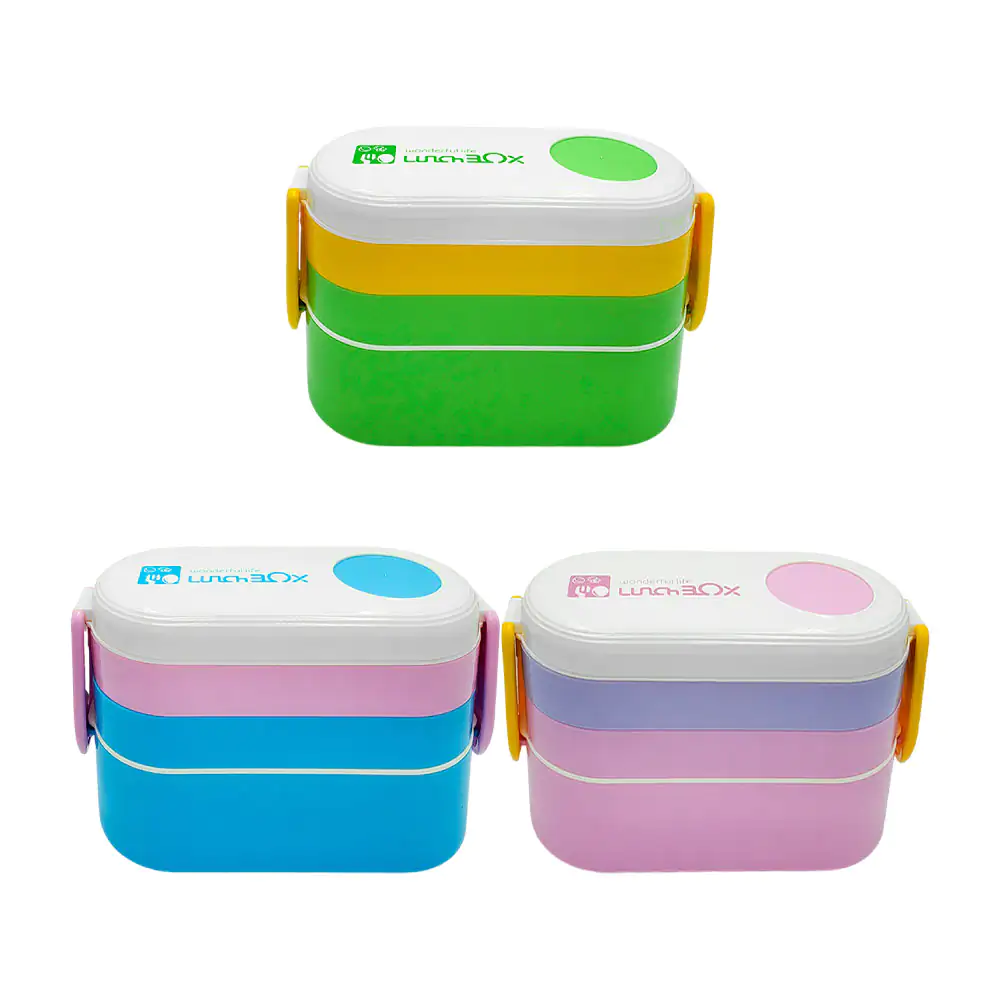 Tupper ovalado con 3 niveles, compartimento para cubiertos + mini rec…