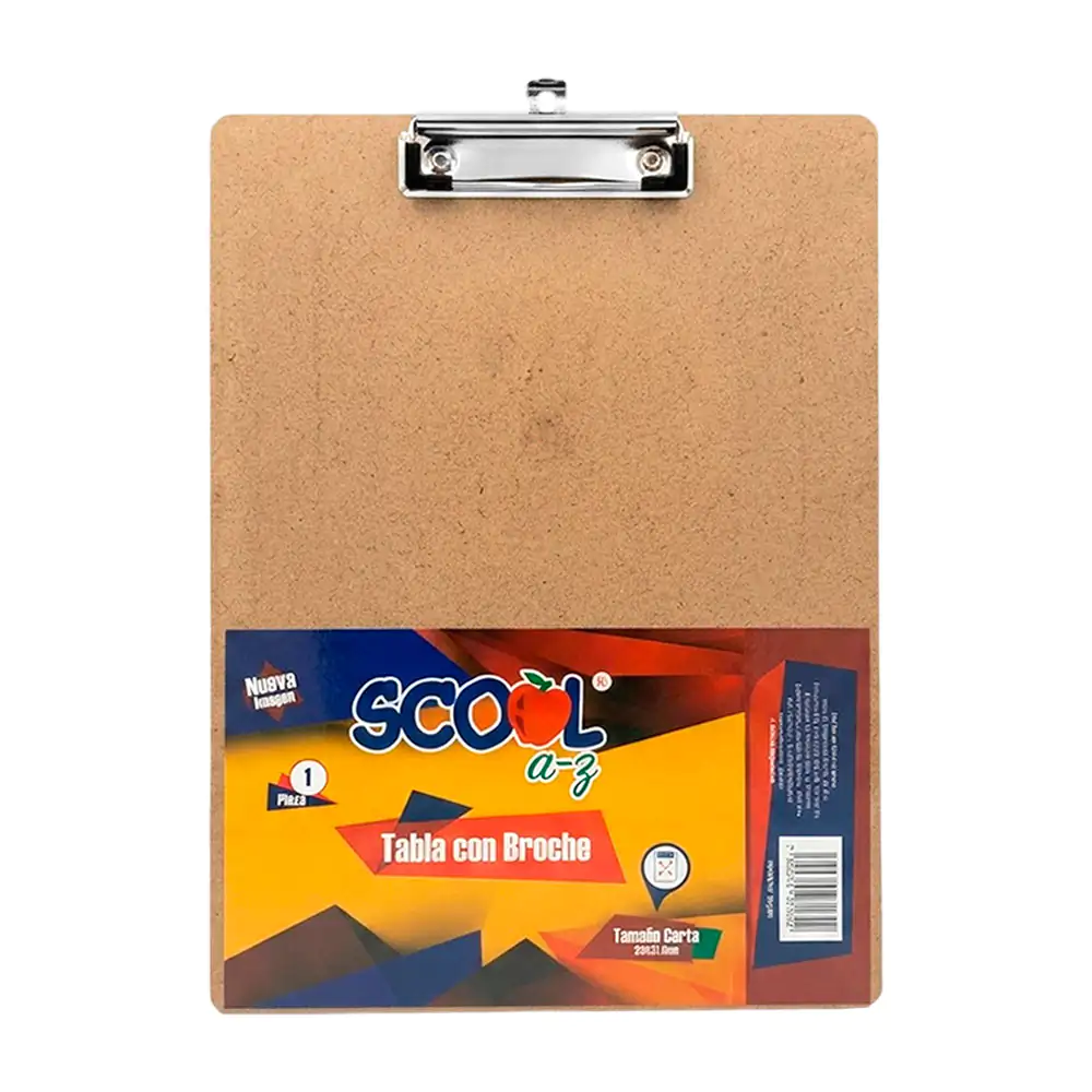 Tabla portadocumentos scool de madera con broche tipo pinza, 23x31.5c…