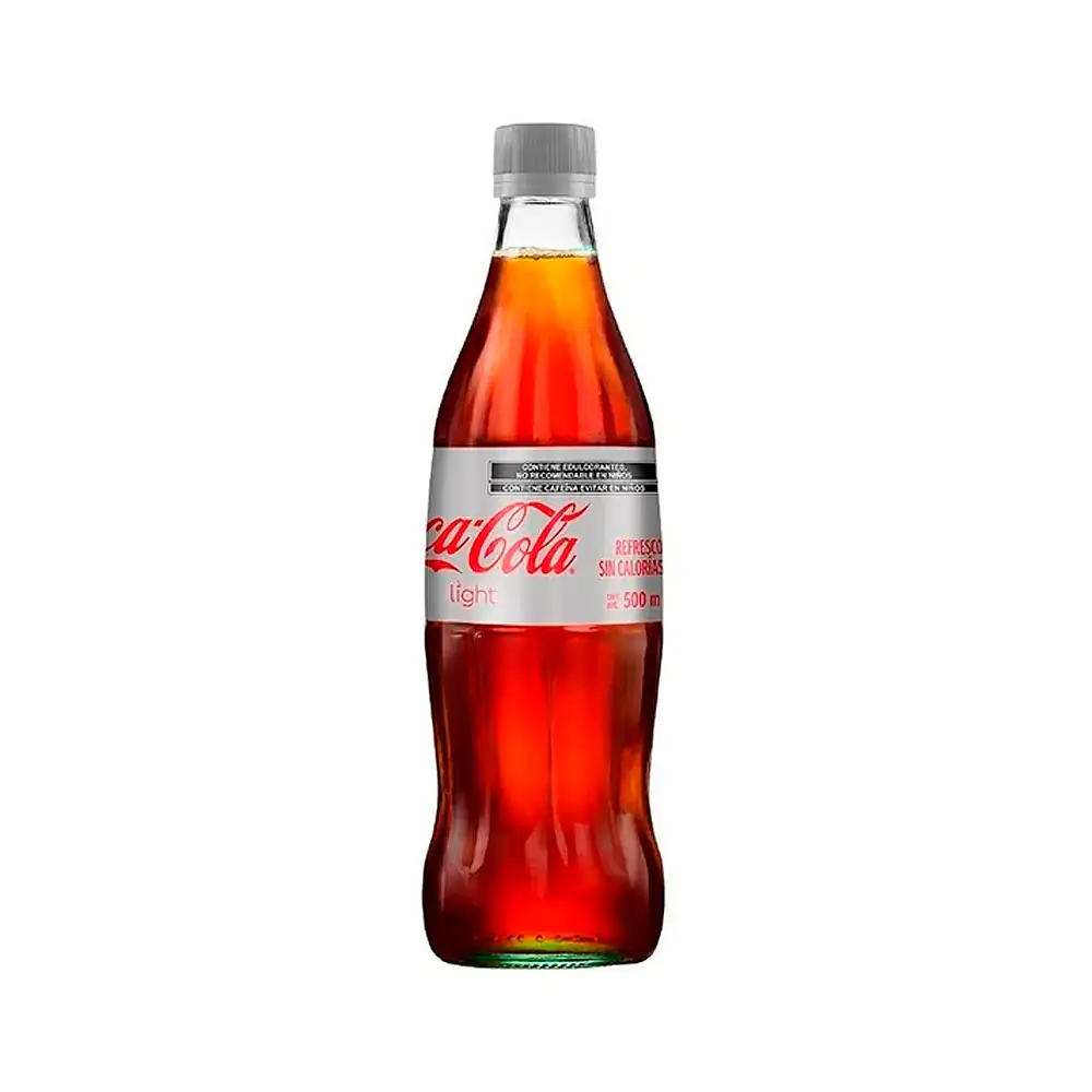 Coca cola light sin calorías y baja en azúcar, 500ml botella de vidri…