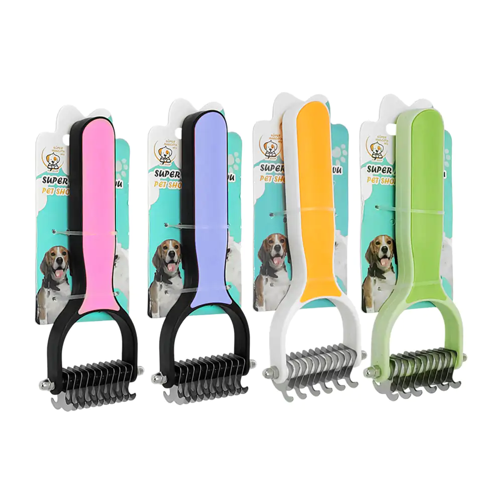 Cepillo deslanador bicolor para mascota con diseño ergonómico / 35711