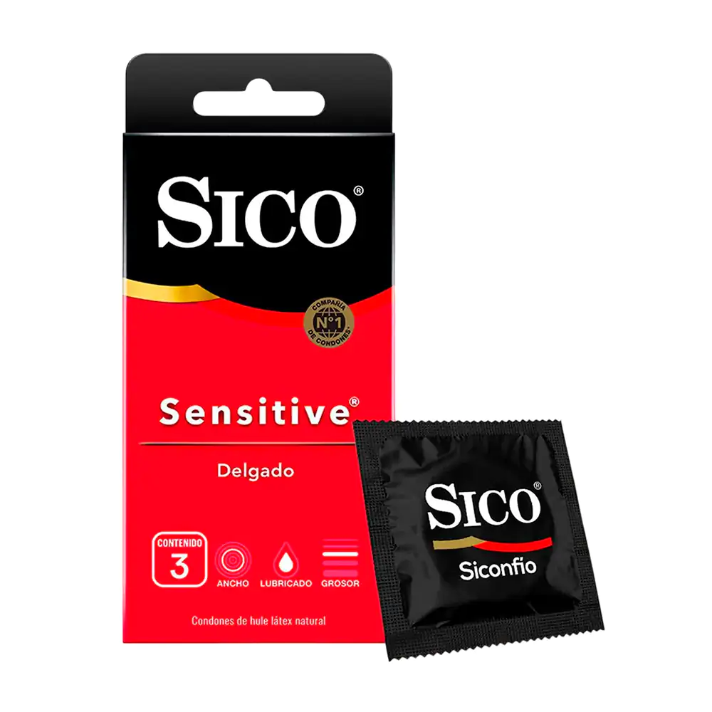 Paquete con 3 preservativos - condones sico sensitive extra lubricado…