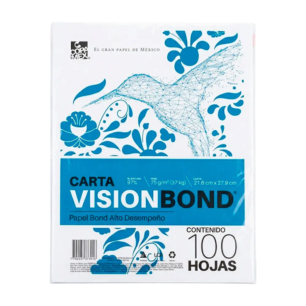 Paquete con 100 hojas blancas tamaño carta con 97% de blancura / 3730…