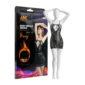 Lenceria red malla con detalles tipo encaje, color negro unitalla / 4…
