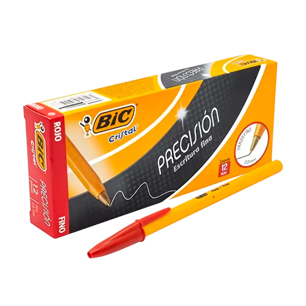Paquete con 12 plumas bolígrafos bic cristal de color roja con punta …