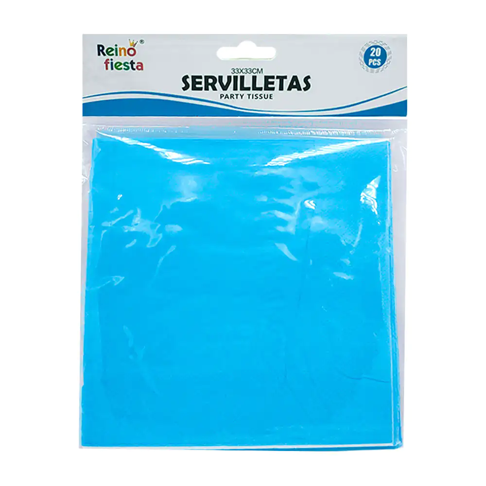 Paquete con 20 servilletas reino fiesta de 33x33cm en color azul y di…