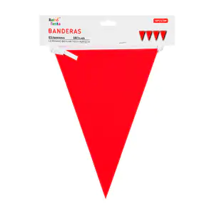 Banner banderín triangular reino fiesta con 10pz en color rojo y dise…