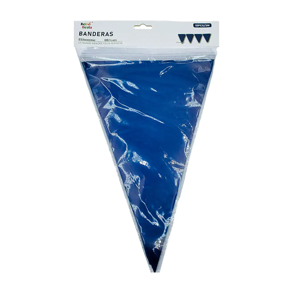 Banner banderín triangular reino fiesta con 10pz, color marino y dise…