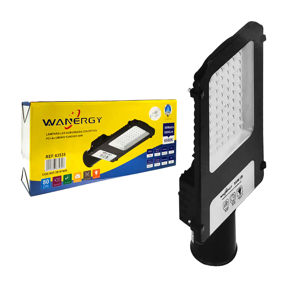 Lámpara led suburbana con luz óptica, 50w con potencia de 5000lm / 63…