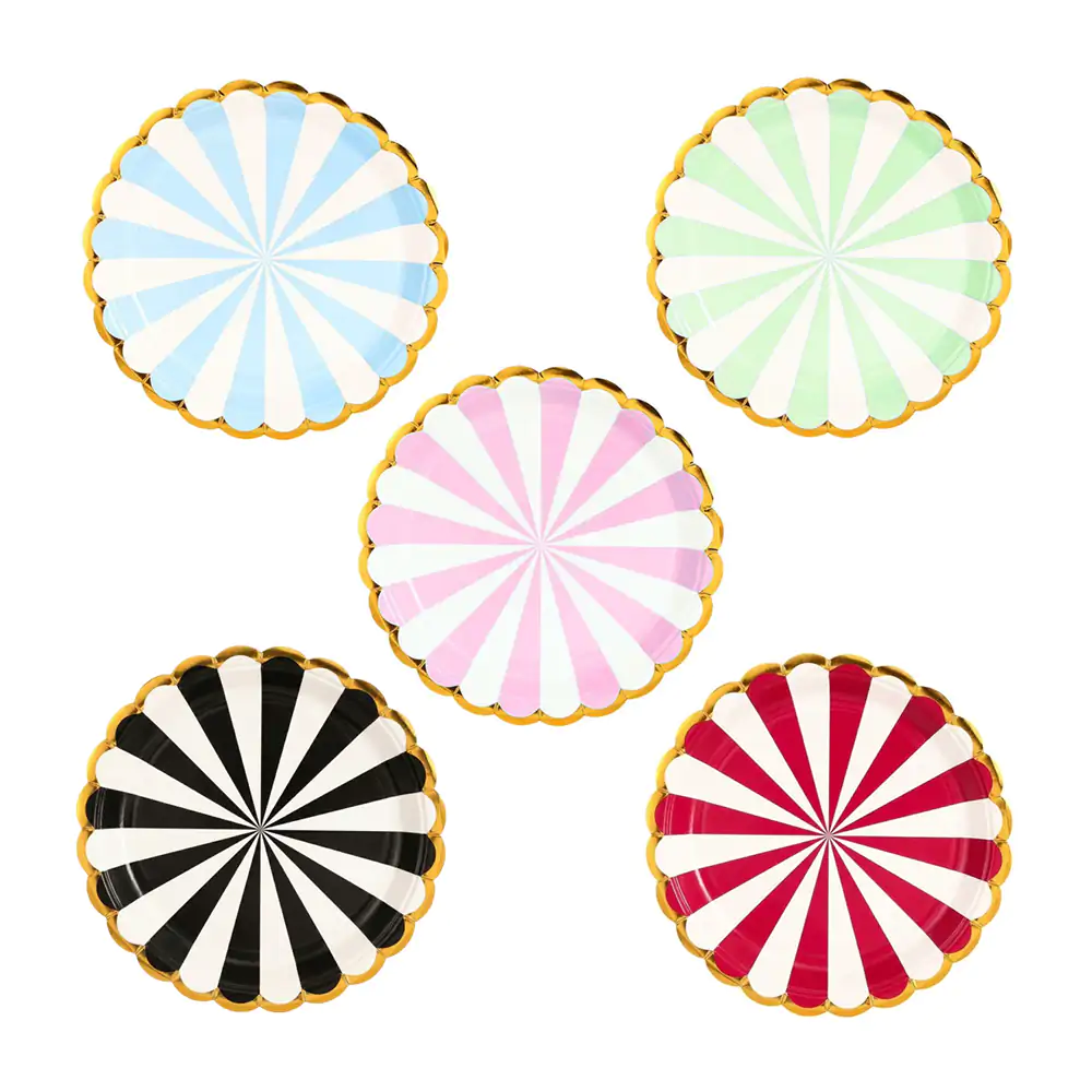 Paquete con 10 platos con estampado de caramelo, 23cm, variedad de co…