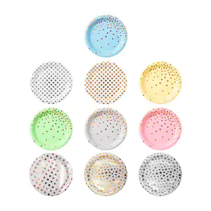 Paquete de 10 platos redondos con diseño de estrellas o lunares para …