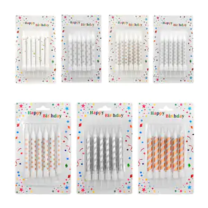 Blíster con 6 velas con diseño estampado para pastel, 9cm / 662141