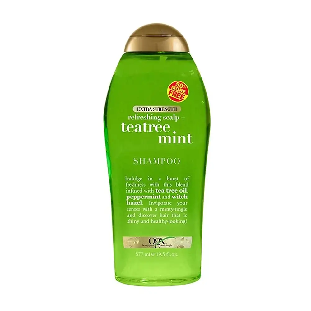 Shampoo ogx de 577ml con extracto de árbol con menta fortalecer el ca…