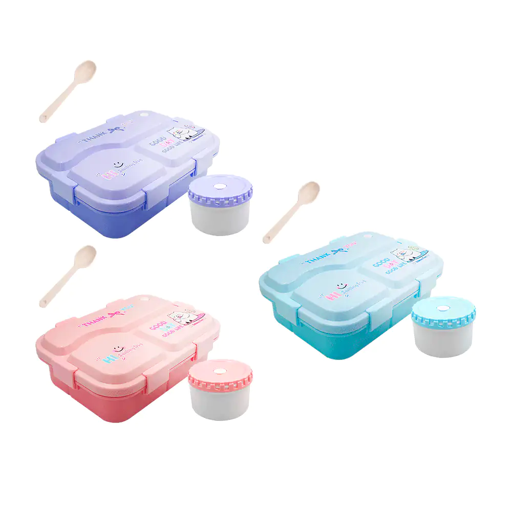 Tupper rectangular de 3 compartimentos de 23x17cm y estampado, varied…