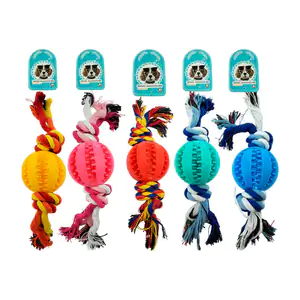Mordedera para mascota de cuerda bicolor con pelota de silicón y 2 nu…