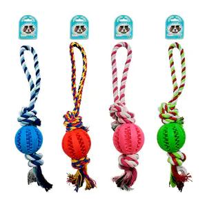 Juguete para mascota de cuerda bicolor resistente con pelota de silic…