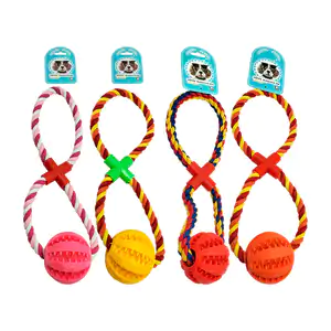 Juguete - mordedera para mascota de cuerda bicolor trenzada y pelota …