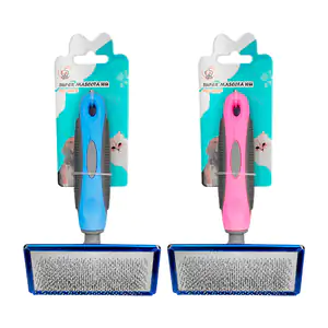 Cepillo rectangular para mascotas con cerdas metálicas finas y mango …