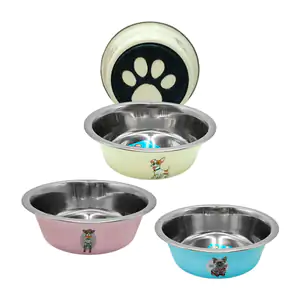 Plato individual metálico para mascota con diseño de perritos y base …