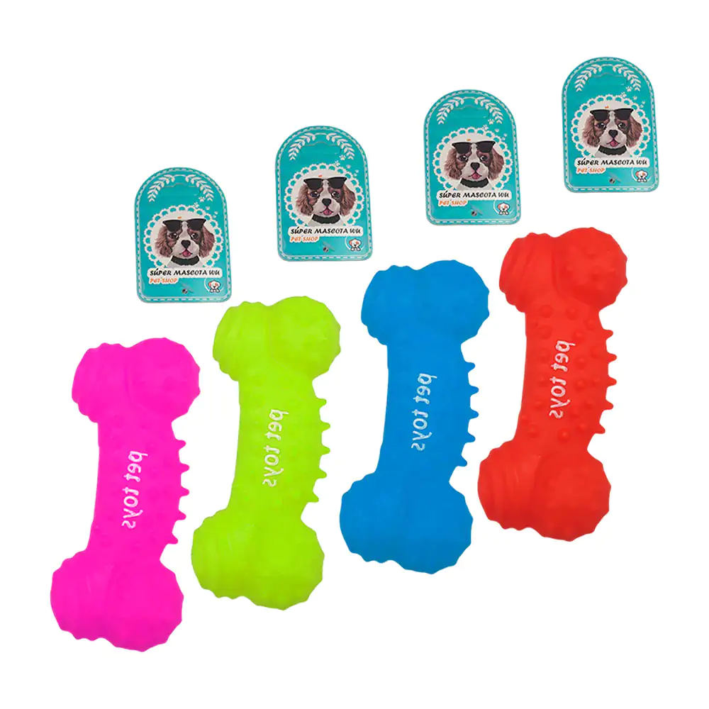 Juguete - mordedera con chifle en forma de hueso con distintas textur…