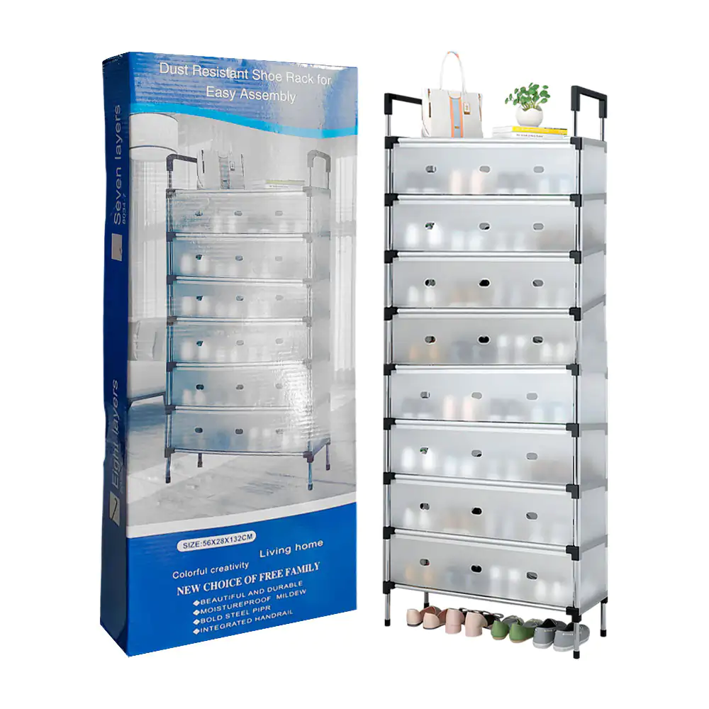 Organizador - zapatero metálico multifuncional de 8 niveles, 56x28x14…