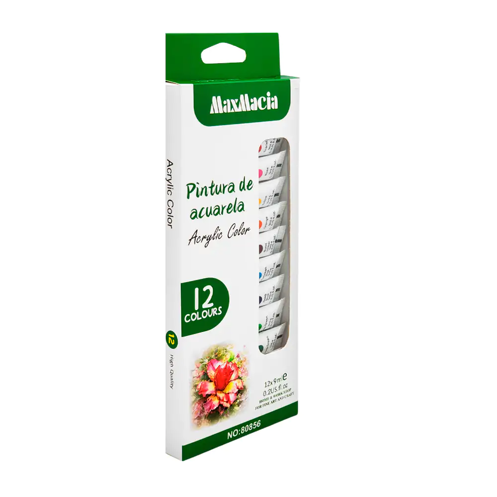 Paquete con 12 tubos de pintura en acuarela, colores acrílicos, 9g / …